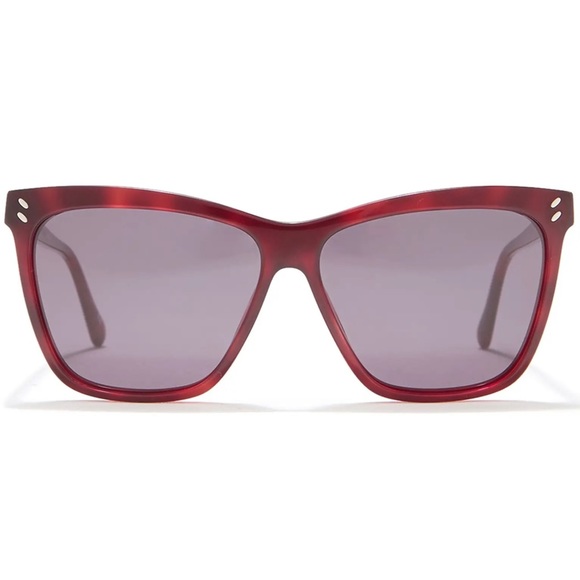 STELLA MCCARTNEY Avana Sunglasses Square Red Frame Grey Lenses NWT - Picture 9 of 9